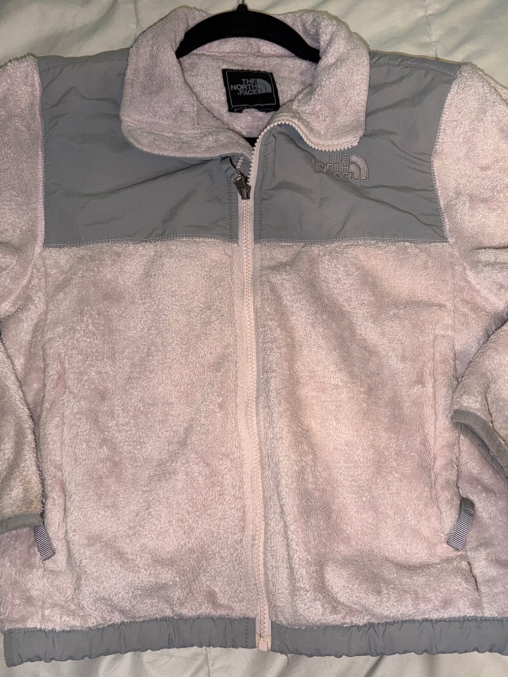 The North Face Kids' Pink and Gray Sherpa Puffer Jacket